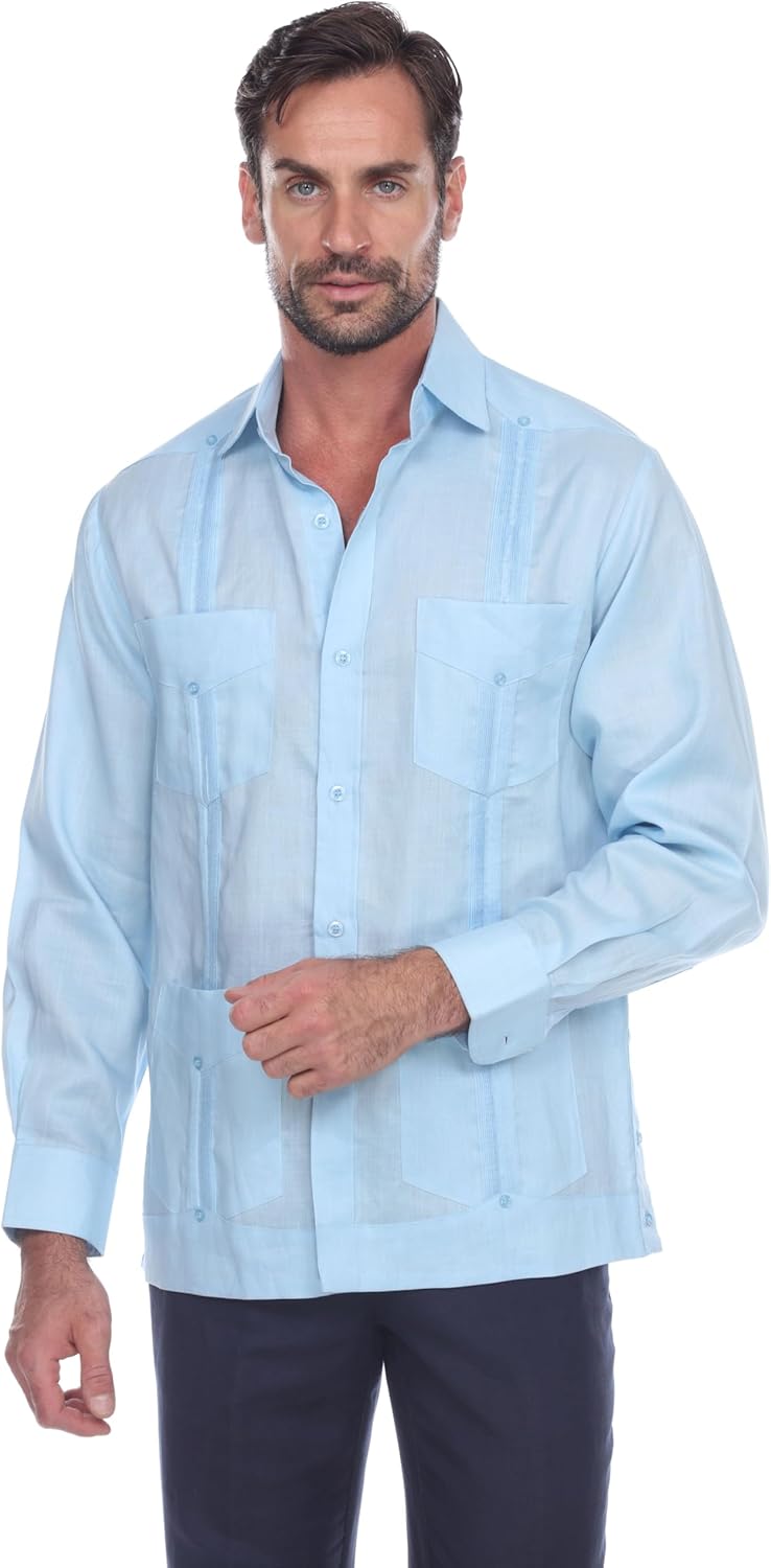 Mojito Collection Men's 2XL Guayabera Shirt Premium 100% Linen Long Sleeve